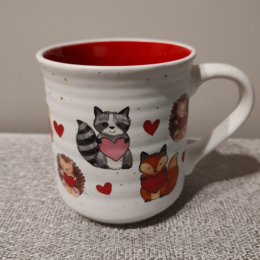Ceramic Mug with Wildlife Animals and Hearts